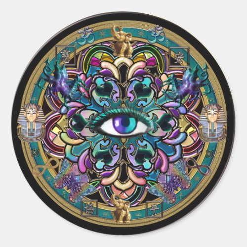 Trust Yourself  The Eyes of the World Mandala Classic Round Sticker