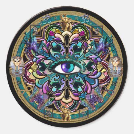 Trust Yourself ~ The Eyes Of The World Mandala Classic Round Sticker