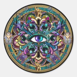 Trust Yourself ~ The Eyes of the World Mandala Classic Round Sticker