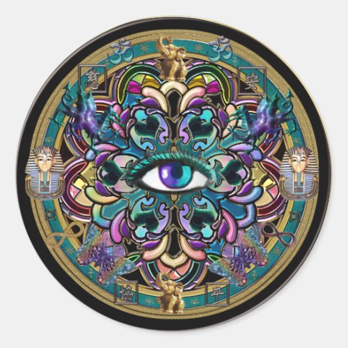 Trust Yourself  The Eyes of the World Mandala Classic Round Sticker