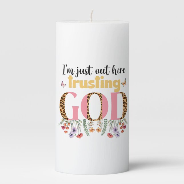 Trusting God Christian Religious Candle Decoration (Front)