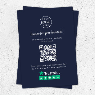 Trustpilot Review Business Thank You QR Code Navy Enclosure Card