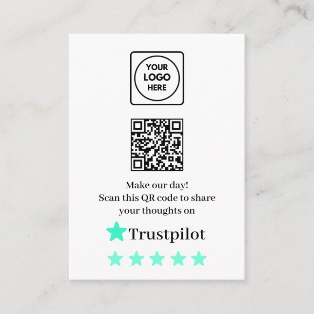 Trustpilot Review QR Insert Card (Front)