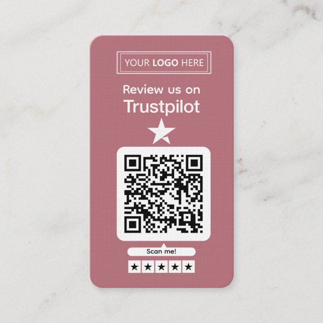 Trustpilot Review Request with Scannable QR Code Business Card (Front)