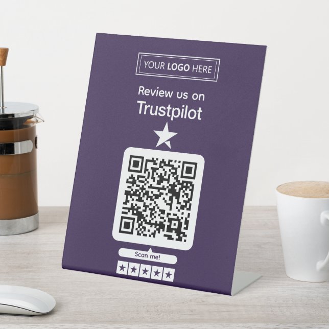 Trustpilot Review Request with Scannable QR Code Pedestal Sign (In SItu)