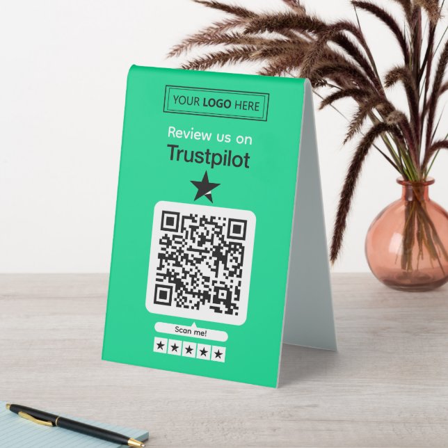 Trustpilot Review Request with Scannable QR Code Table Tent (In SItu (Table))