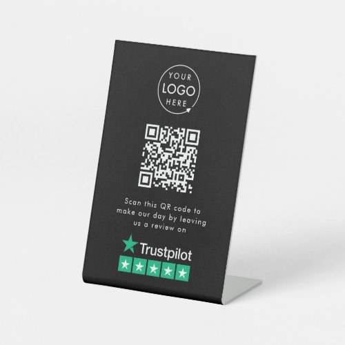 Trustpilot Review us Black Business QR Code Pedestal Sign