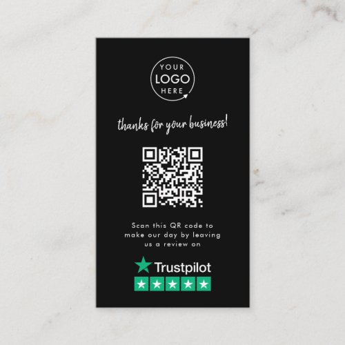 Trustpilot Review us Black Business Thank You QR Business Card