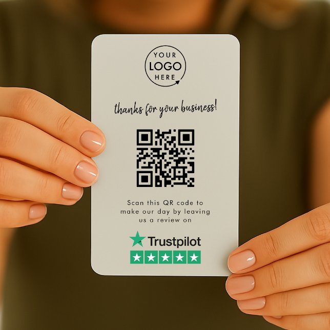 Trustpilot Reviews Business Card | QR Code Handout (Gain Trustpilot reviews & grow your business with this rating request editable business card.)