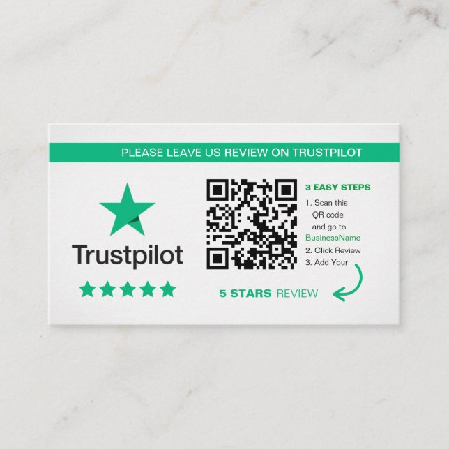 Trustpilot Reviews | Business QR Code Thank You Card (Front)