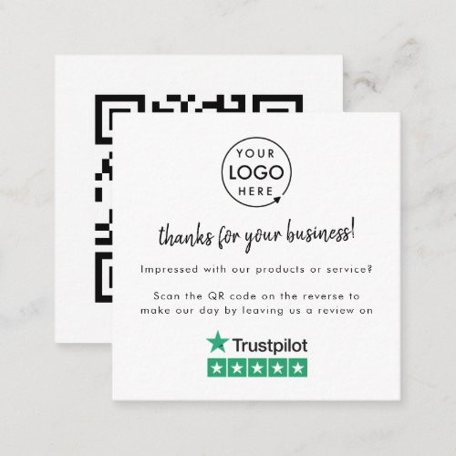 Trustpilot Reviews  Business Review Link QR Code Square Business Card