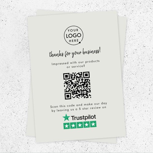 Trustpilot Reviews  Business Review Us Gray QR Enclosure Card