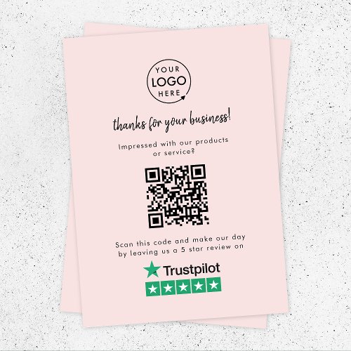 Trustpilot Reviews  Business Review Us Pink QR Enclosure Card