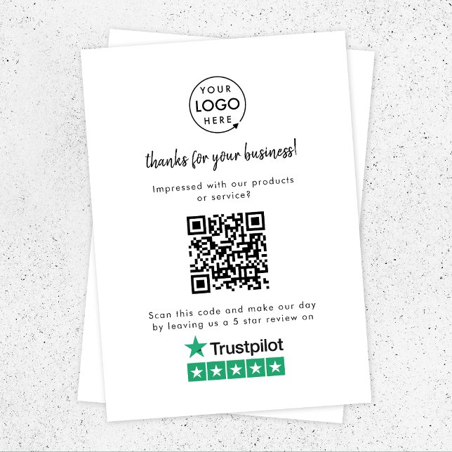Trustpilot Reviews Enclosure Card | QR Code Insert (Gain Trustpilot reviews & grow your business with this rating request editable enclosure card.)