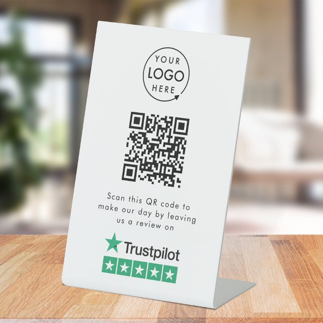 Trustpilot Reviews Tabletop Sign | QR Code Review (Gain Trustpilot reviews & grow your business with this rating request editable tabletop sign.)