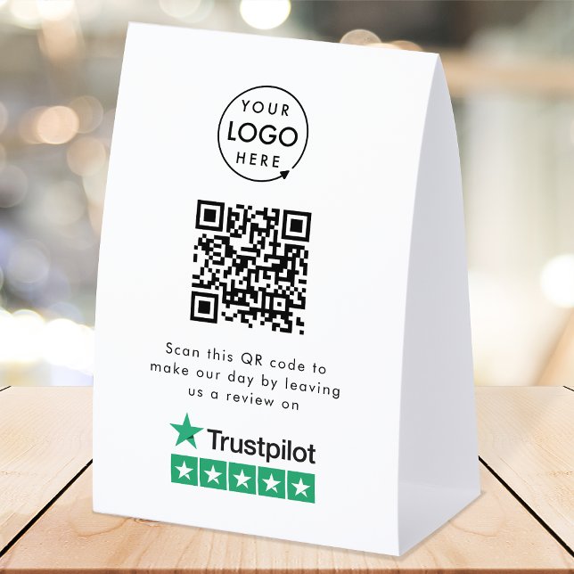 Trustpilot Reviews Tabletop Sign | QR Table Tent (Gain Trustpilot reviews & grow your business with this rating request editable tabletop sign.)