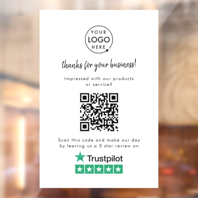 Trustpilot Reviews Window Cling | QR Vinyl Decal (Sheet 2)