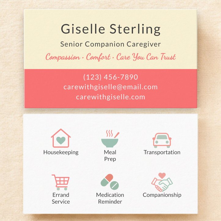 Trustworthy Home Help Senior Caregiver Branding Business Card
