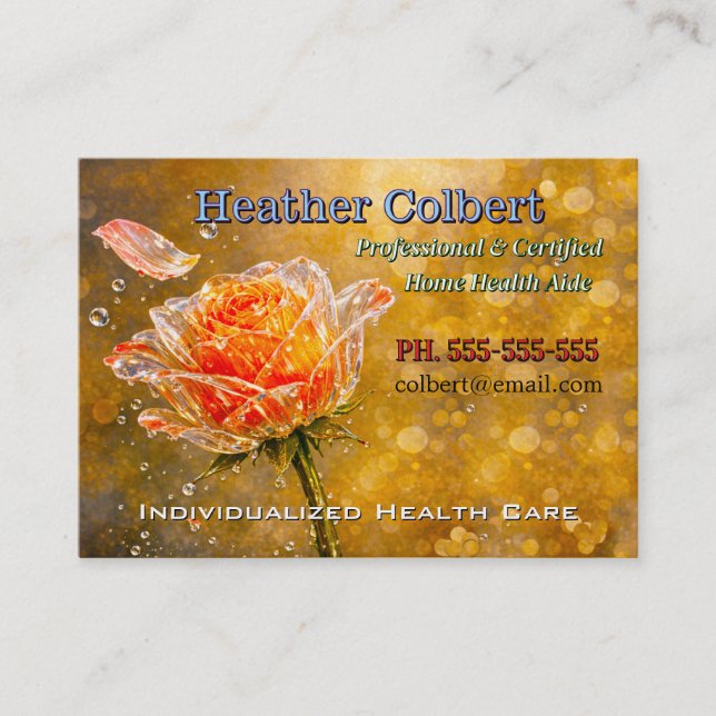 Trusty Petal Powerful Professional Caregiver  Business Card (Front)