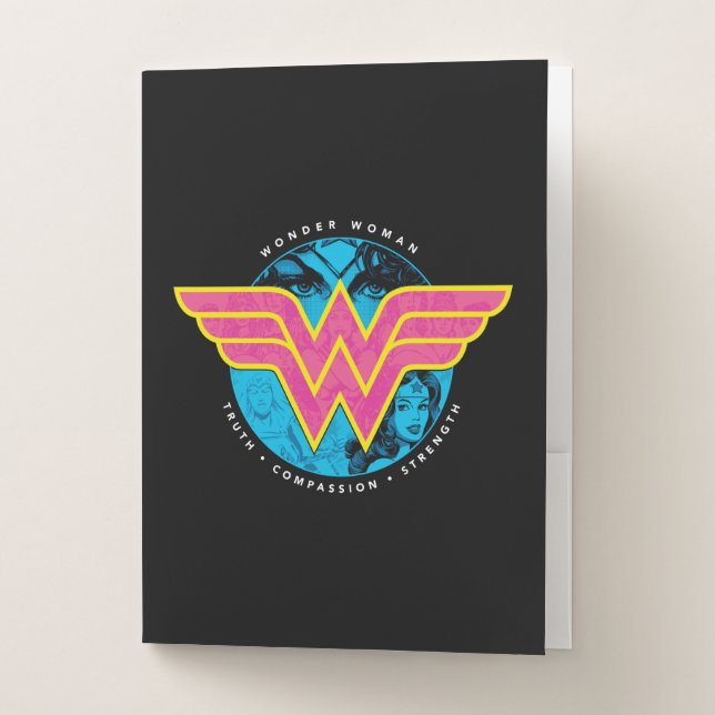 Truth Compassion Strength Comic Wonder Woman Logo Pocket Folder (Front)