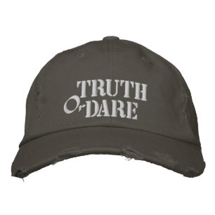 Truth Dare Game Rustic Yellow Vintage Gray Embroidered Baseball Cap
