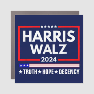 Truth Hope Decency Harris Walz 2024 Car Magnet