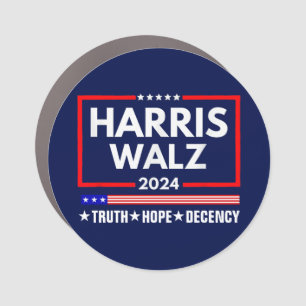 Truth Hope Decency Harris Walz 2024 Car Magnet