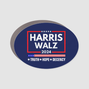 Truth Hope Decency Harris Walz 2024 Car Magnet