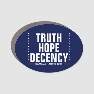Truth Hope Decency Harris Walz Blue Car Magnet