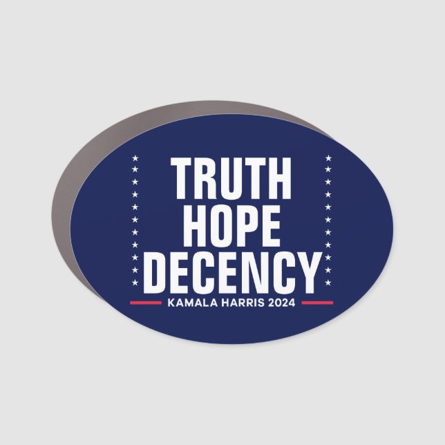 Truth Hope Decency | Harris Walz Blue Car Magnet (Front)