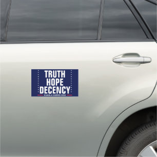 Truth Hope Decency   Harris Walz Blue Car Magnet
