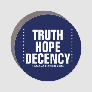 Truth Hope Decency   Harris Walz Blue Car Magnet