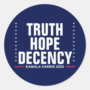Truth Hope Decency Harris Walz Blue Classic Round Sticker