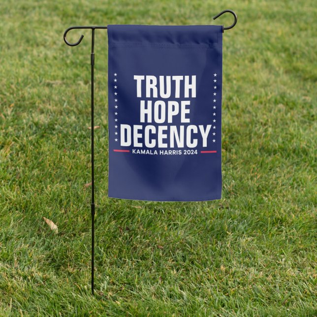 Truth Hope Decency | Harris Walz Blue Garden Flag (In SItu)