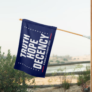 Truth Hope Decency Harris Walz Blue House Flag