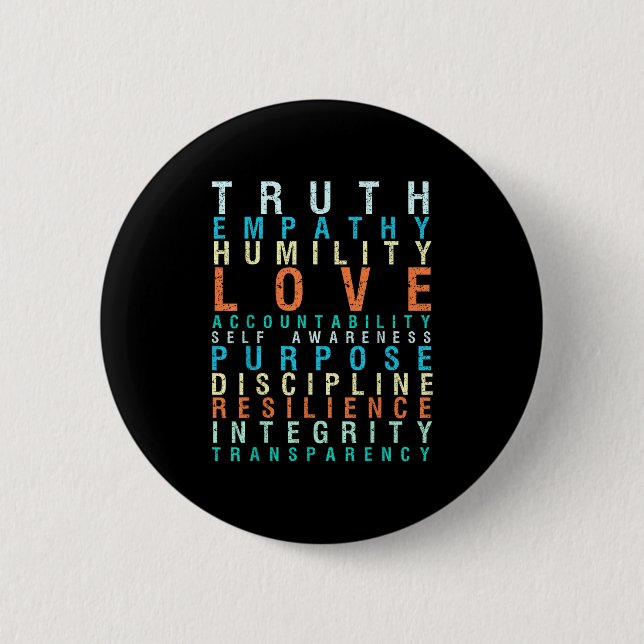 Truth Love Empathy Self Awareness Insrational Word Button (Front)