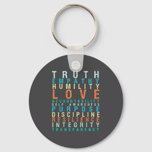 Truth Love Empathy Self Awareness Insrational Word Keychain