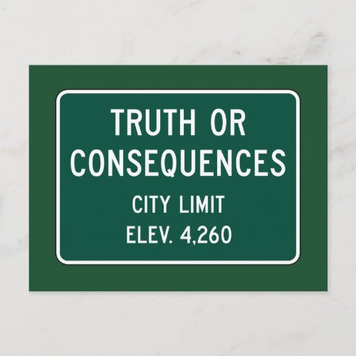 Truth Or Consequences Road Marker New Mexico US Postcard