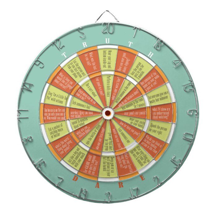 Truth or Dare Aqua/Orange (w/kissing) Dart Board Zazzle