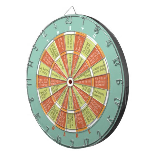 Truth or Dare Aqua/Orange (w/kissing) Dart Board Zazzle