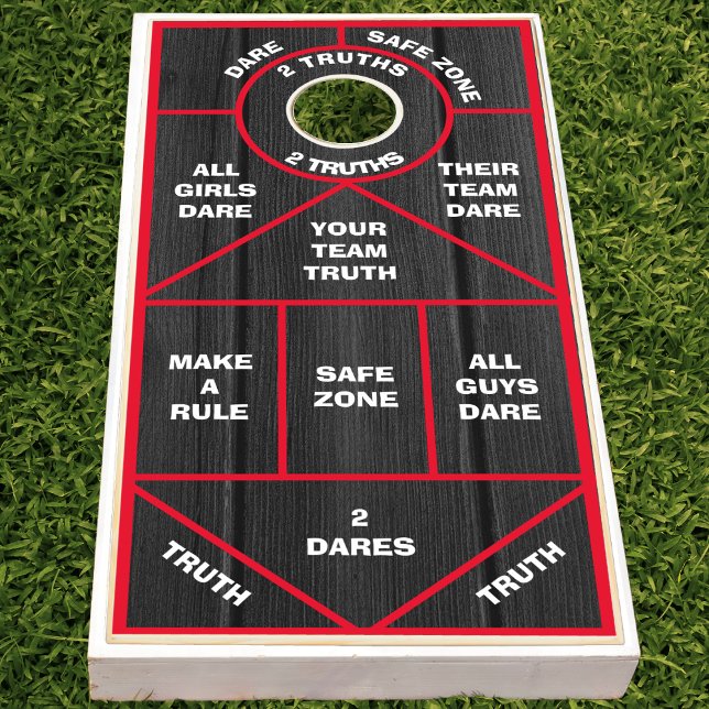 Truth or Dare Party Game Rules Red & Black Wood (red and rustic black wood truth or dare cornhole set)