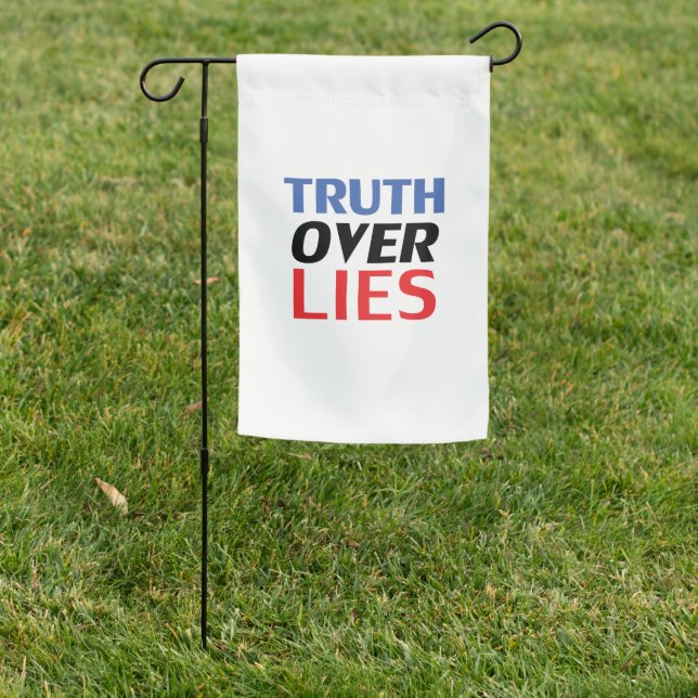 "Truth over Lies" Blue Red White Black Garden Flag (In SItu)