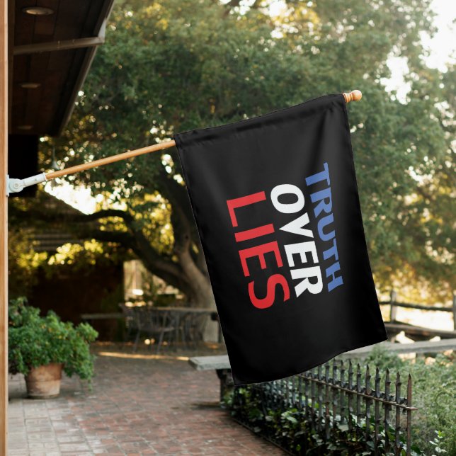 "Truth over Lies" Blue Red White Black House Flag (In SItu)