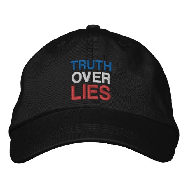 Truth over lies red white blue black patriotic embroidered baseball cap (Front)