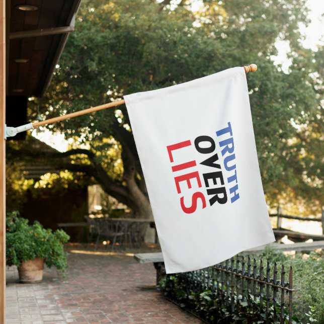 Truth over Lies red white blue modern typography House Flag (In SItu)