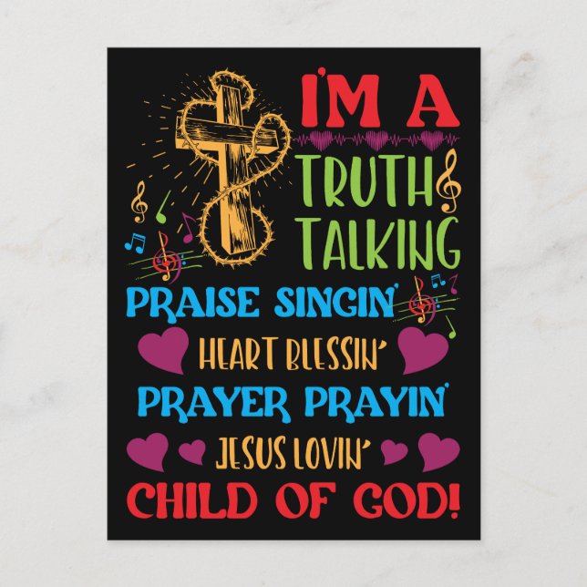 Truth Praise Blessing Pray Child Of God Christian Postcard (Front)