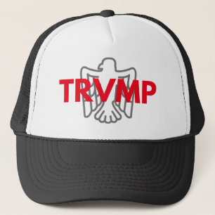 TRVMP trucker hat - red with gray eagle