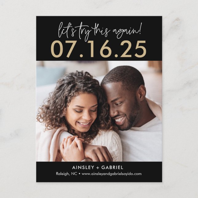 Try Again EDITABLE COLOR Save The Date Postcard (Front)