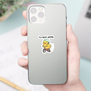 Try Again Gently Cute Duck Sticker Motivational