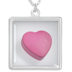 Try again heart candy silver plated necklace